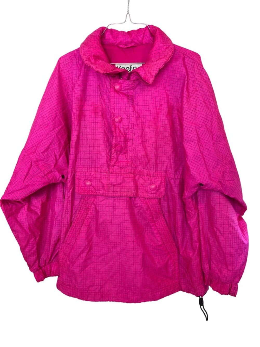 Kaelin Tech M Vintage 80's Windreaker Jacket Nylon Front Pouch HOT PINK